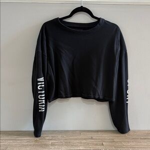 Victoria's Secret Sport Black Crop Sweatshirt with Sparkle Lettering